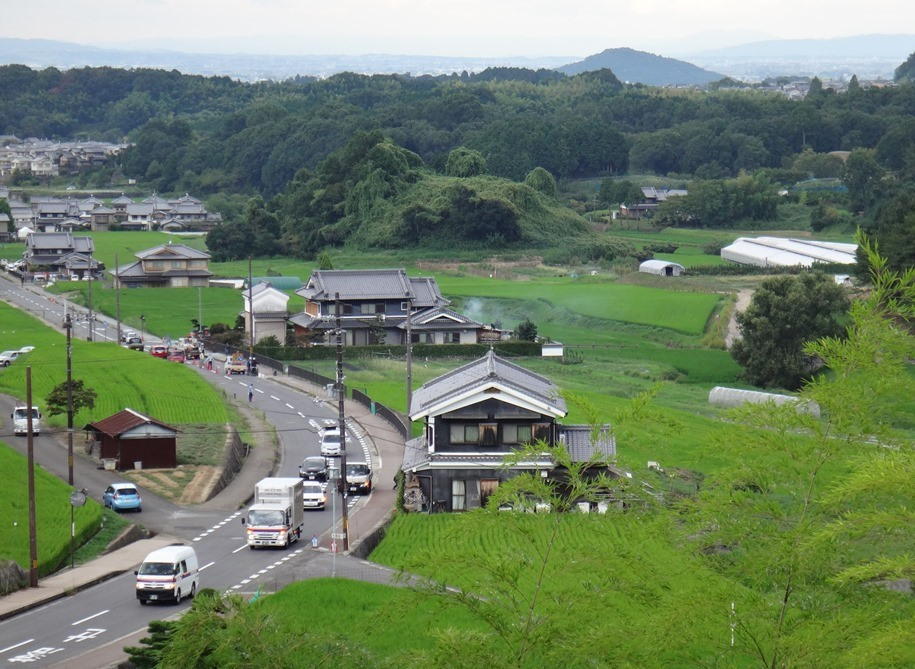 村内を走る輸送車両の写真