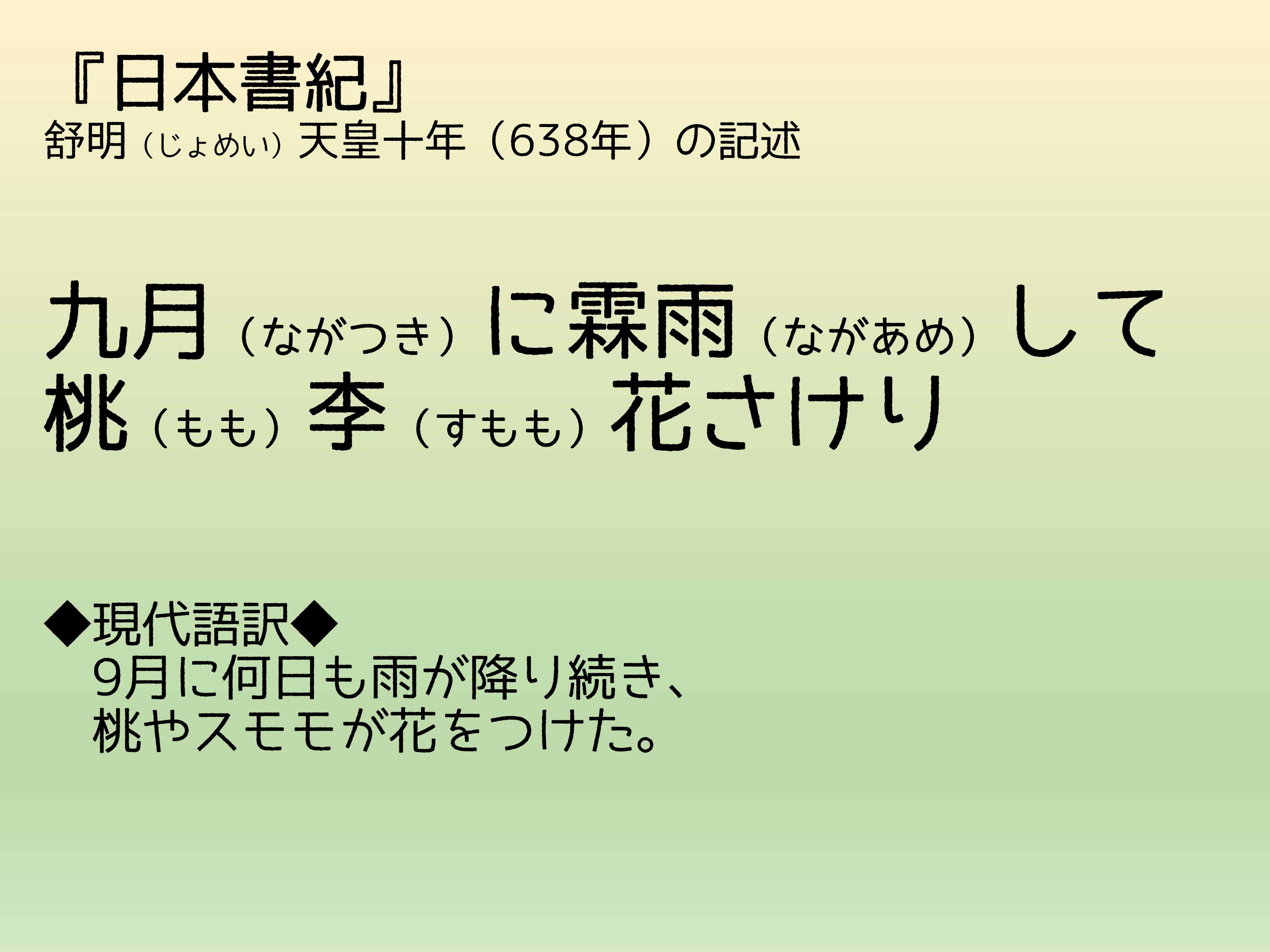 日本書紀に登場するスモモの花の紹介文章の画像