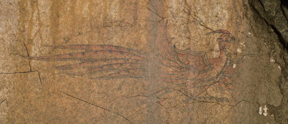キトラ古墳壁画朱雀の写真