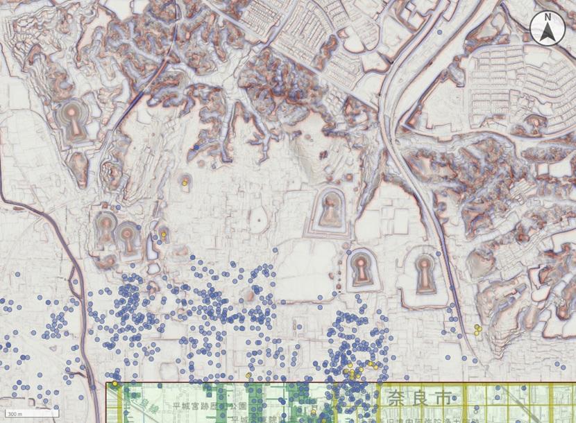 標高タイル（Q地図タイル）１ｍメッシュと文化財情報